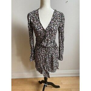 ELODIE Women mini wrap floral Dress BNWOT sz Xsmall NEW long sleeve